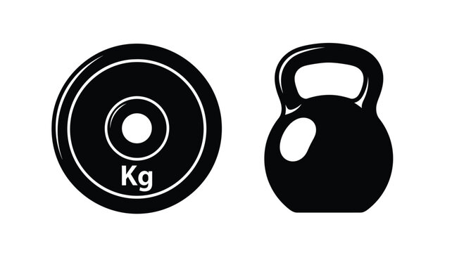 Black kettlebell and weight plate illustration a striking silhouette