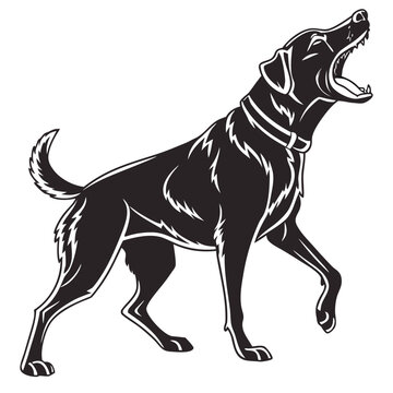 Black dog, barking dog, vector illustration, animal icon, pet silhouette
