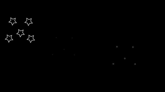 Twinkle stars light on black screen background,Sparkle Star light effect, fast line glitter motion, vector with alpha channel, looping animation. fairy sparkle stars glowing twinkling glitter star. 4K