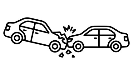 Naklejka premium simple car crash line art vector illustration on white background