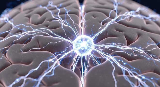 Brain with glowing neural connections active.