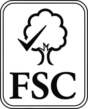 FSC certified logo vector, sustainable forest management icon, eco friendly wood label
