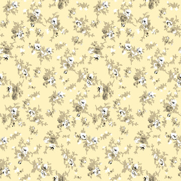 Digital allover floral illustration design textile art design