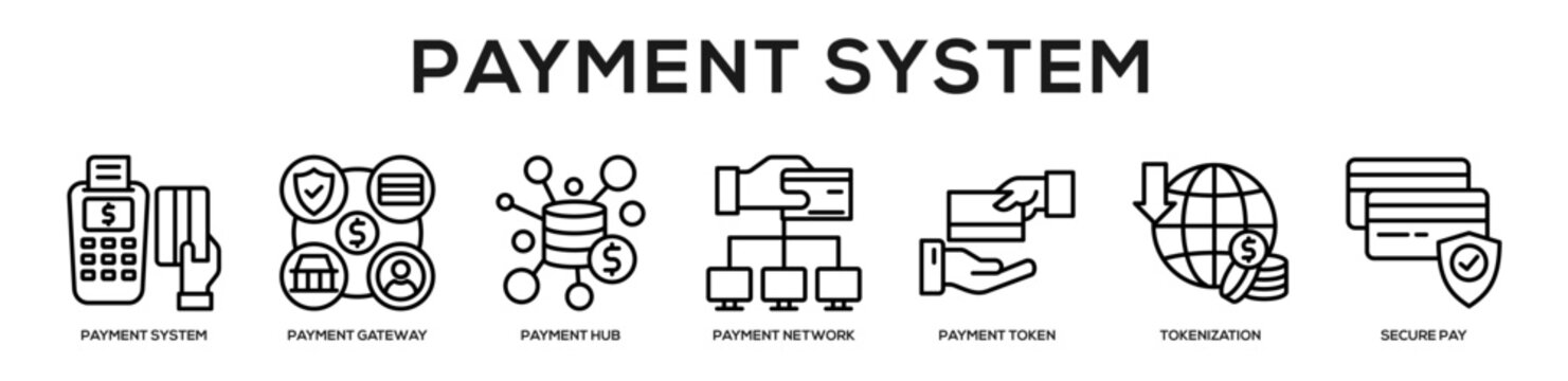 Payment System web banner icon illustration concept