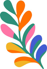 Obraz premium Colorful tropical tree branch with bright leaves. Exotic summer illustration and graphic element.
