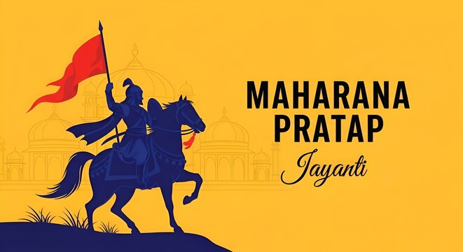 Celebratory illustration depicting the courage of maharana pratap on the auspicious occasion of jayanti