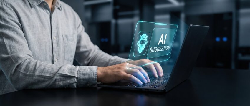 Exploring ai recommendations and innovations office setting digital content modern environment close-up view technology advancement for enhanced user experience