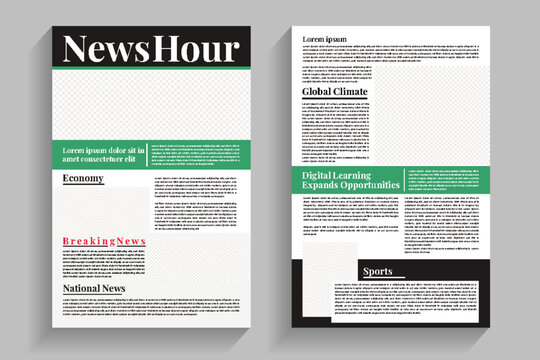 2 page Vector newspaper print template design with Classic Professional Newspaper Template For Print