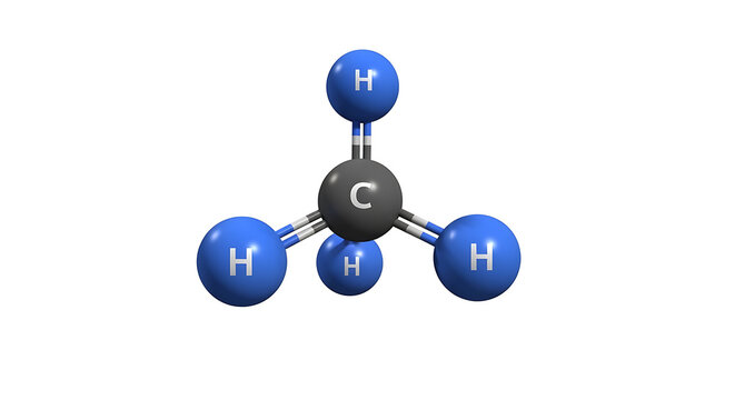 Methane molecule structure with carbon and hydrogen atoms model