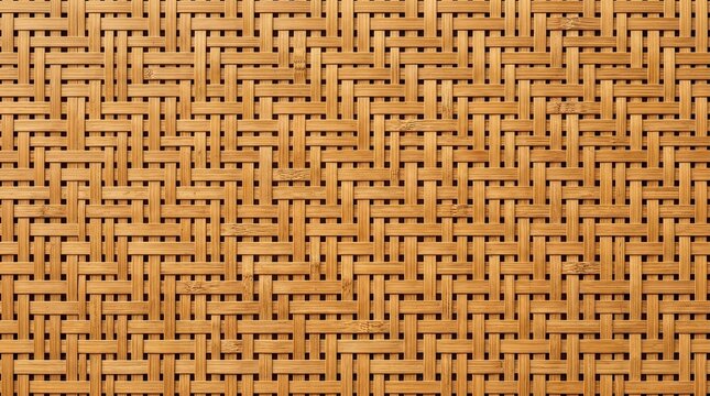Intricate weaved bamboo mat texture pattern with light brown tone material