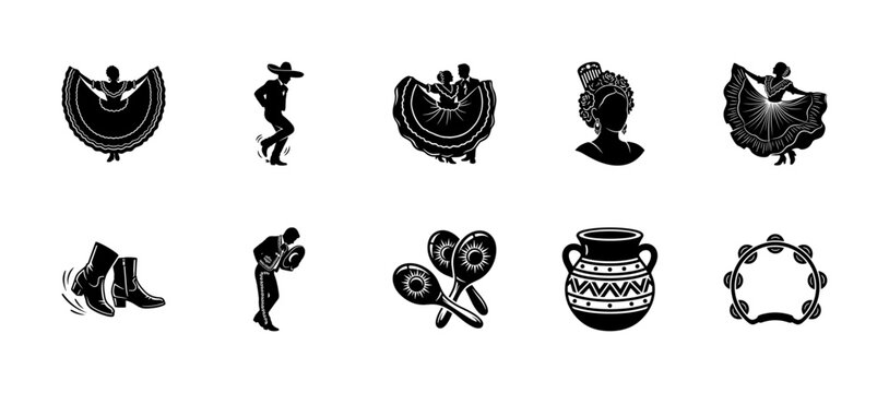 Mexican Folk Dance and Culture Silhouette Kit