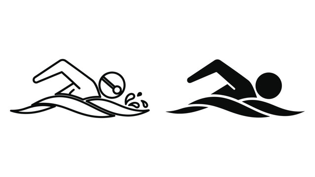 Vector illustration of two swimmers in different styles