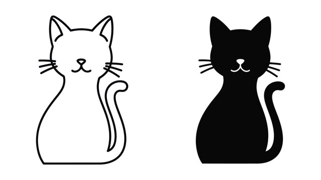 Black and white cat silhouettes for design