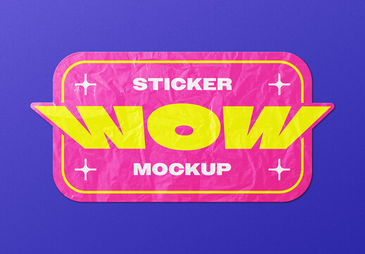 Wrinkled Sticker Mockup