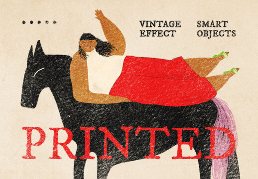 Vintage Paper Print Effect Mockup