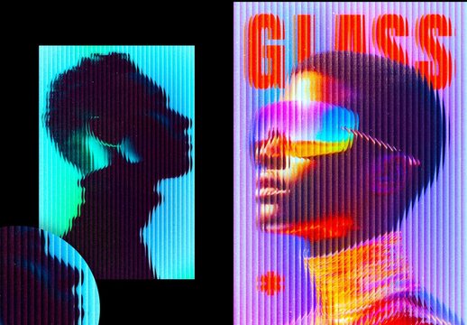 Vertical Glass Refraction Poster Photo Effect Mockup