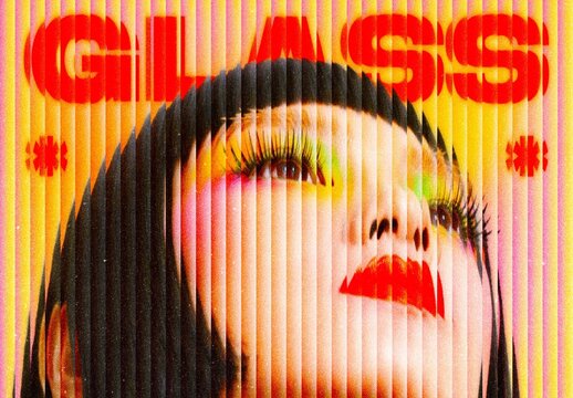 Vertical Glass Refraction Photo Effect Mockup