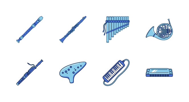 Orchestral Wind Instrument Blue Asset Grid
