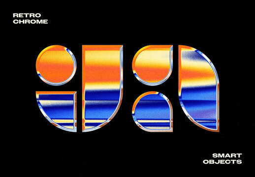 Retro Chrome Logo Effect Mockup