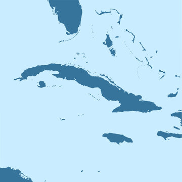 Cuba and Caribbean Map Illustration (no text)