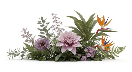 Obraz premium Floral Arrangement with Bird of Paradise and Various Flowers.
