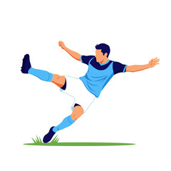 Obraz premium Dynamic Soccer Player Kicking Ball in Mid-Air Vector Illustration