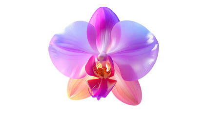 Fototapeta premium Vibrant pink orchid blossom on black background displaying delicate floral elegance
