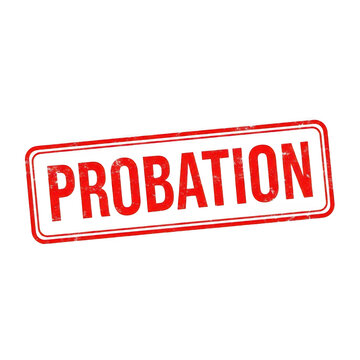 Red probation stamp with bold white text