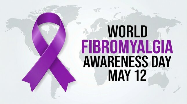 World Fibromyalgia Awareness. May 12 calls attention to fibromyalgia concept for banner, poster, card and background design