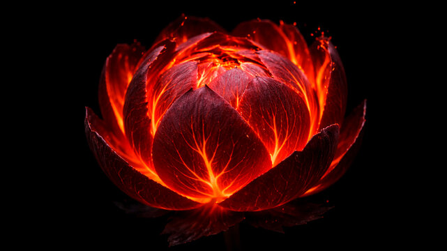 A fiery flower made of lava