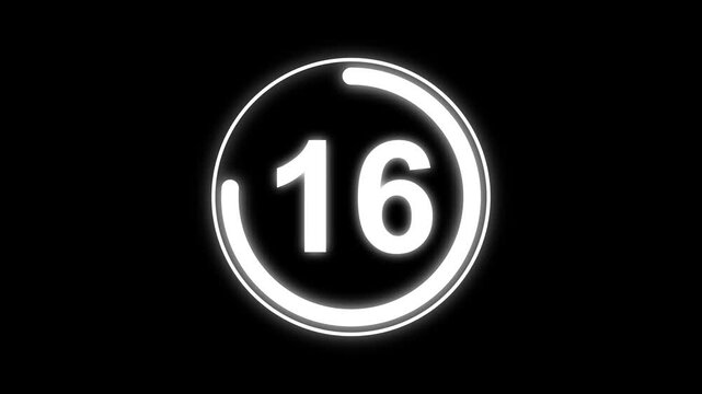 Abstract 21 seconds round countdown timer. Circle Countdown Timer from 21 to 0 seconds real time, Modern flat design of countdown animation isolated on transparent background with alpha channel.