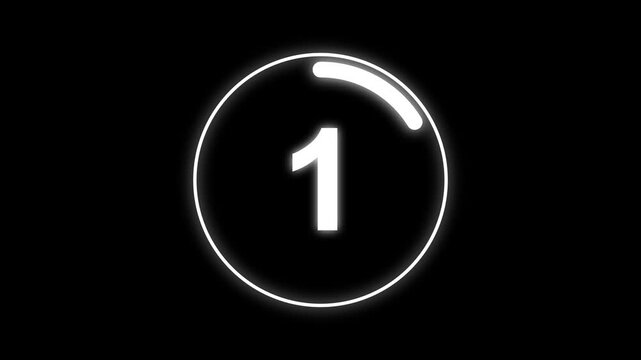 Abstract 6 seconds round countdown timer. Circle Countdown Timer from 6 to 0 seconds real time, Modern flat design of countdown animation isolated on transparent background with alpha channel.