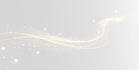 Golden glowing swirl light trail sparkle magic particle streak effect transparent background PNG © ALEXA