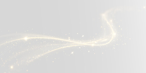 Golden luminous sparkle light streak swirl magic particle glow effect transparent background PNG © ALEXA