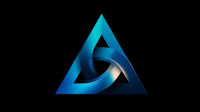 Artificial intelligence with letter A overlapping curved shape in triangle technology Analysis logo vector design concept. AI technology logotype symbol for advance technology, tech company, ui, web.