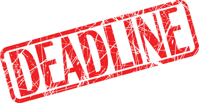 A red deadline stamp on a white background
