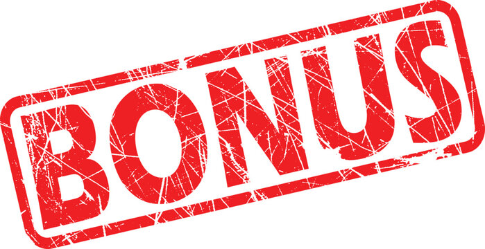 A red bonus stamp on a white background