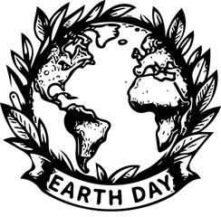 Naklejka premium Earth day tattoo art, isolated on white, black and white svg for tattoo, sticker, print and apparel