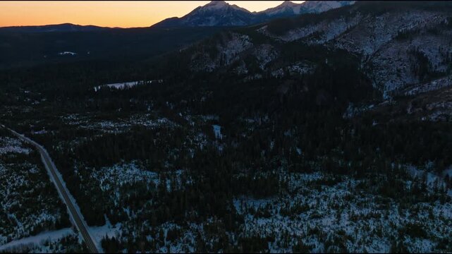 Zakopane sunrise aerial view over the Tatra Mountains in Poland