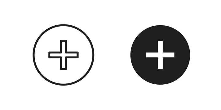 Add icon vector flat linear pack on white background