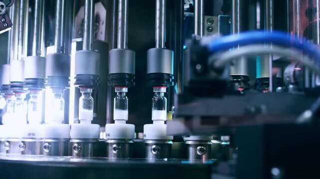 Modern automated factory production line with robotic arms and smart technology for efficient manufacturing.