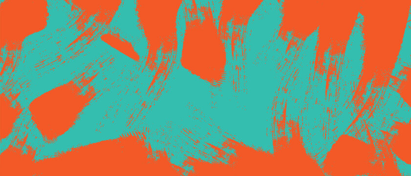 Abstract Teal Brush Stroke on Orange Background