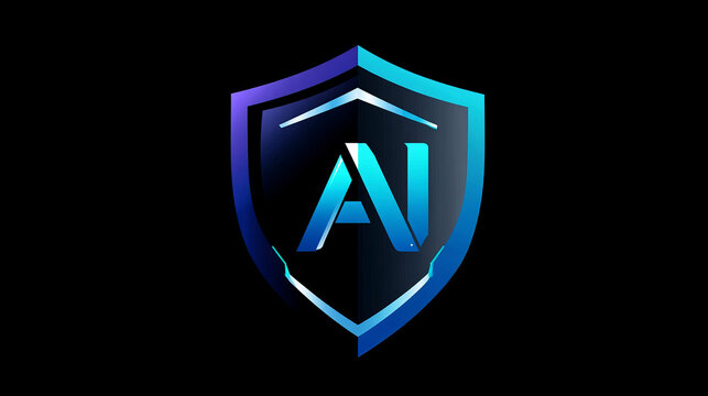 Artificial intelligence with letter AI in  shield lines symbol technology Analysis logo vector design concept. AI technology logotype symbol for advance technology, tech company, identity, ui, web.