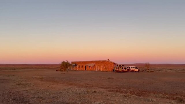 Sunset on the Oodnadatta track, camping beside a railway siding on the old Ghan track