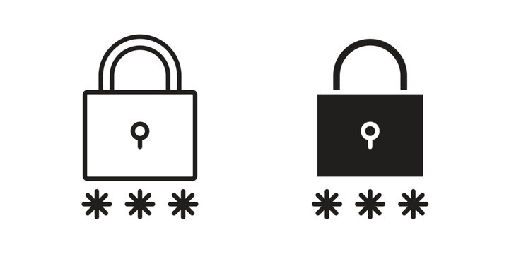 Code lock icon vector flat linear pack on white background