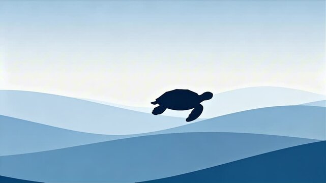 turtle silhouette emerging soft gradient waves abstract interpretation perfect for world turtle day