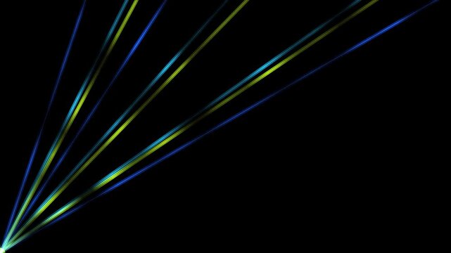 Colorful laser beams in various shades against black background  
