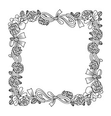 Obraz premium Botanical floral sketch with doodled wild flowers 