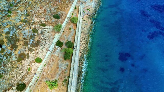 Spinalonga island fortress seen from above in Crete