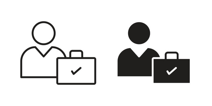 Employee icon vector flat linear pack on white background
